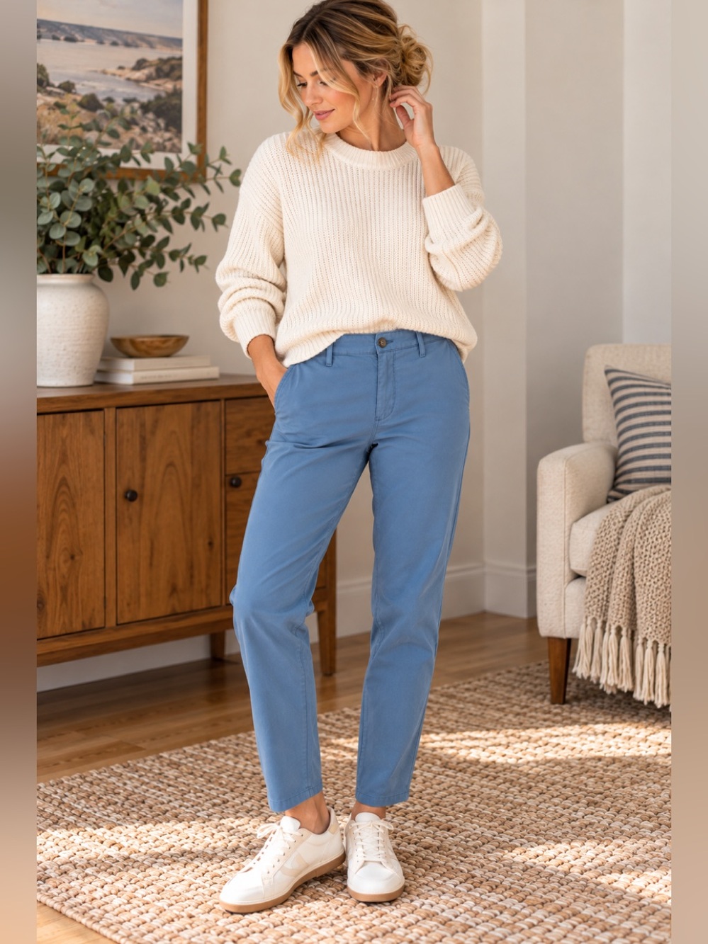 AG Adriano Goldschmied The Caden Women's Blue Tailored Trousers Size 28R